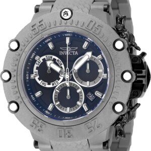 Invicta Mens 52mm Subaqua SWISS Quartz Chronograph Titanium Dark Blue 200m Watch
